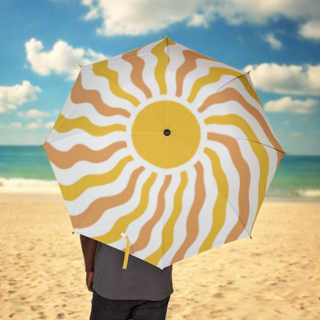 Umbrella with retro sunset design