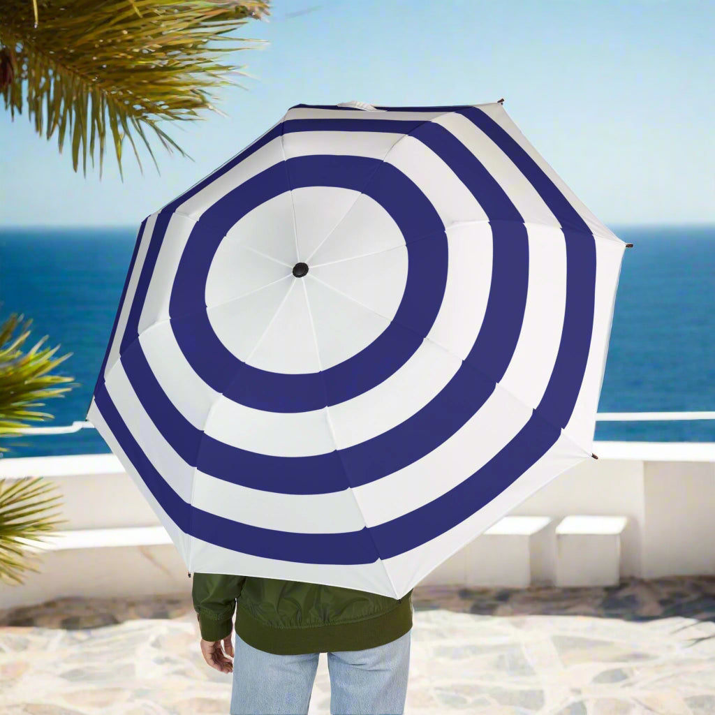 Umbrella Blue and White Lines Design