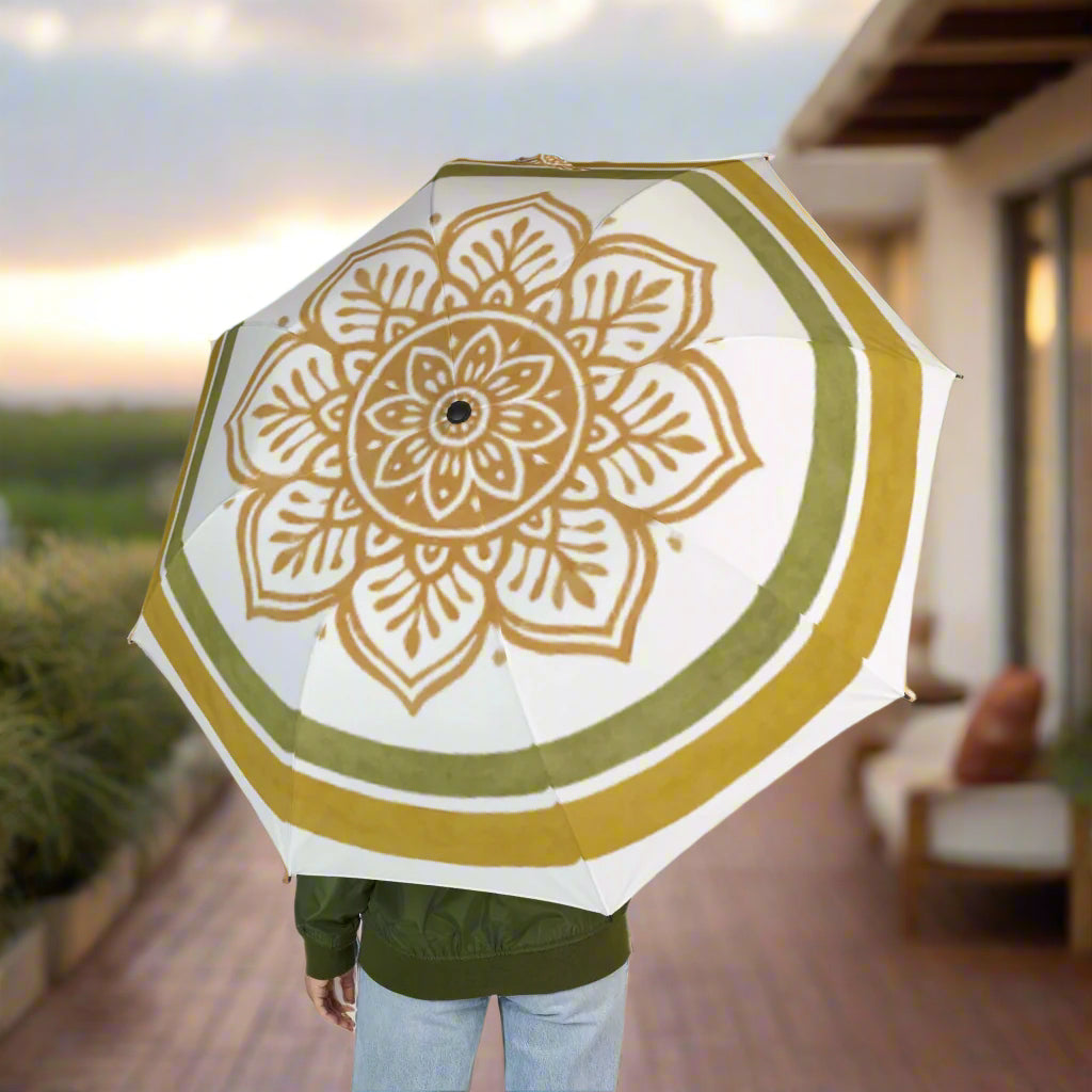Elegant Mandala Print Umbrella - Chic Rain Protection, Perfect Gift for Nature Lovers, Travel Companion, Birthday, Outdoor Event