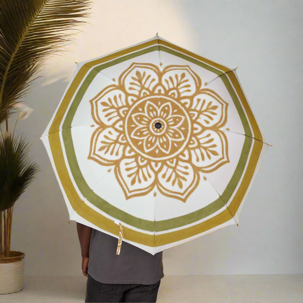 Elegant Mandala Print Umbrella - Chic Rain Protection, Perfect Gift for Nature Lovers, Travel Companion, Birthday, Outdoor Event