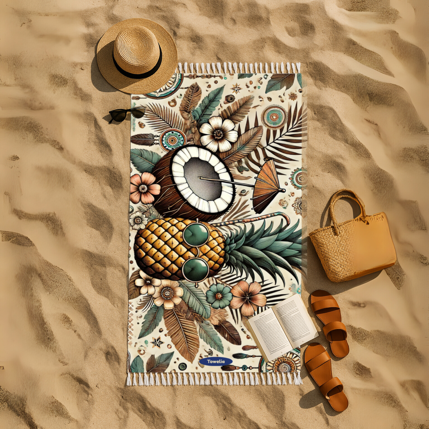 Pineapple Mood Boho Beach Towel