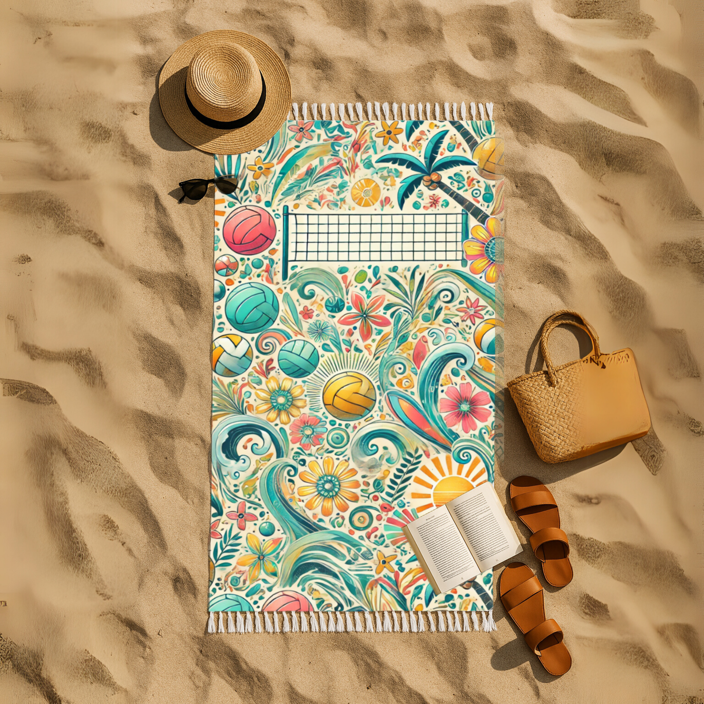 Volley Bloom Boho Beach Towel