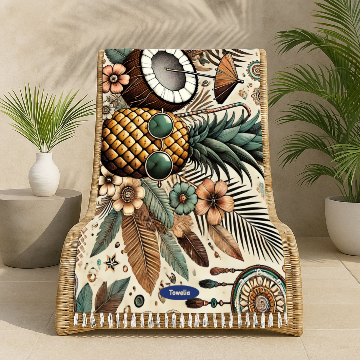 Pineapple Mood Boho Beach Towel