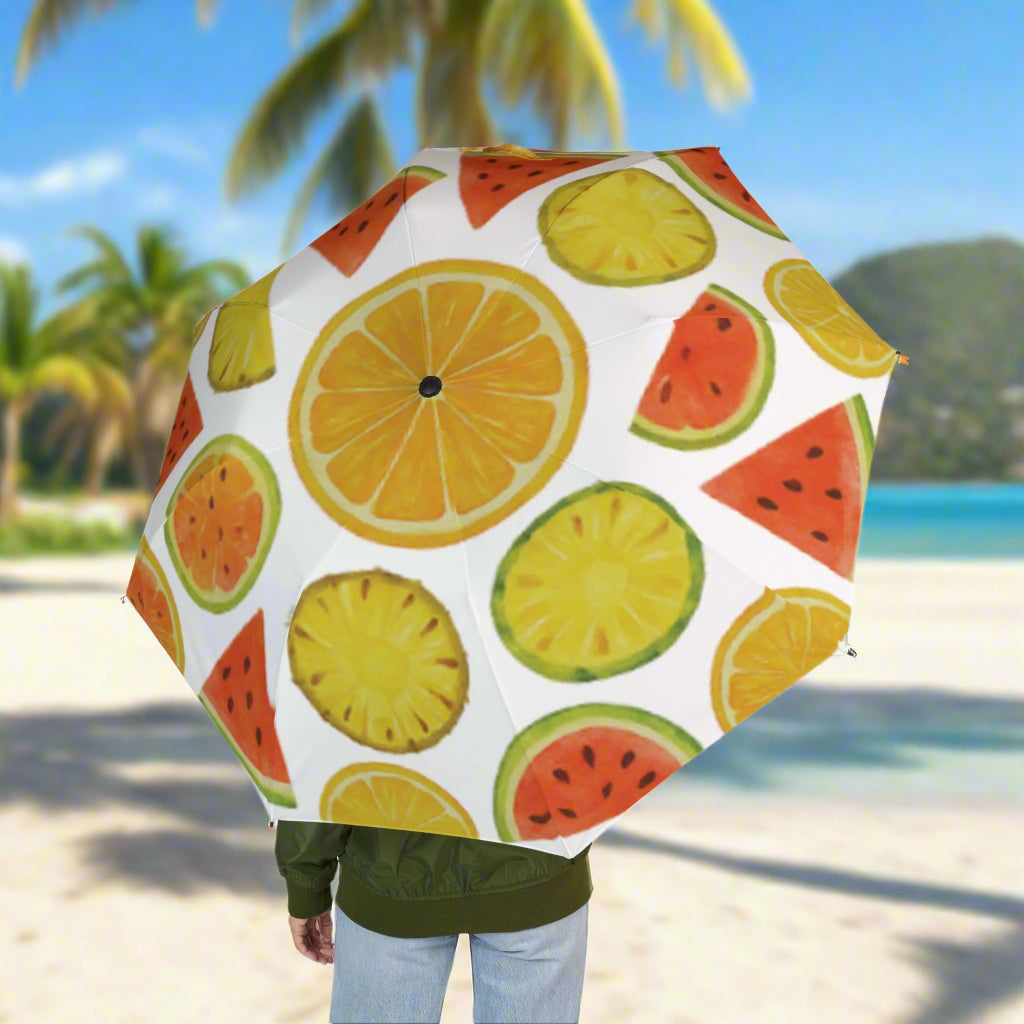 Fruit Patterned Foldable Umbrella | Colorful Umbrella, Summer Umbrella, Cute Umbrella, Gift for Her, Tropical Umbrella