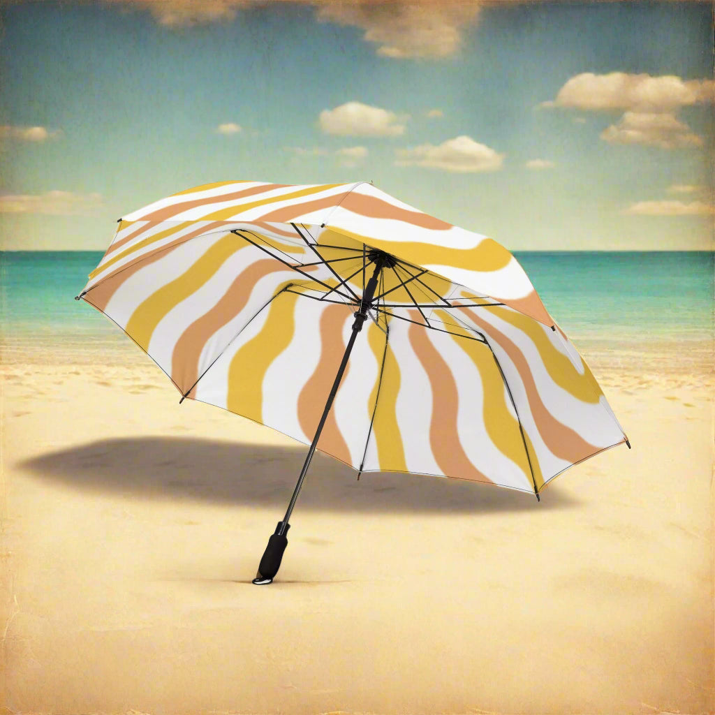 Umbrella with retro sunset design