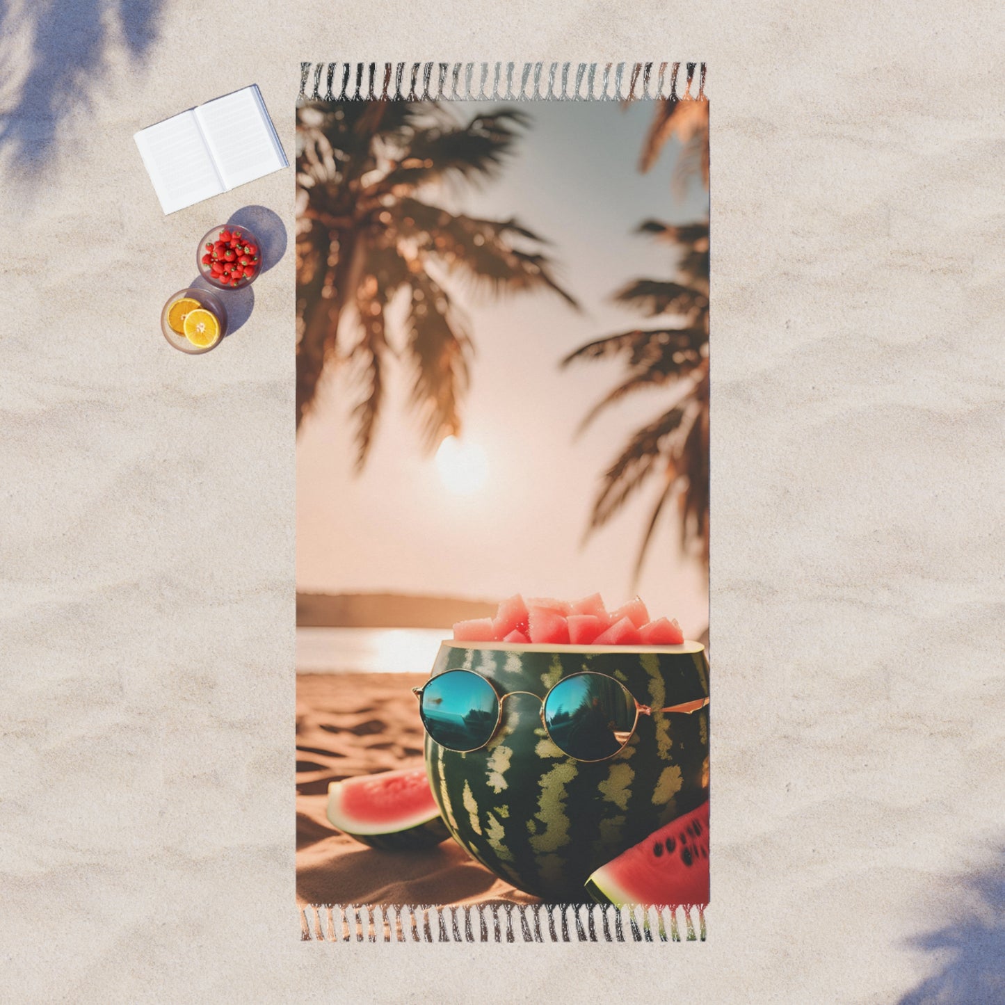 Sunset Melon Boho Beach Towel