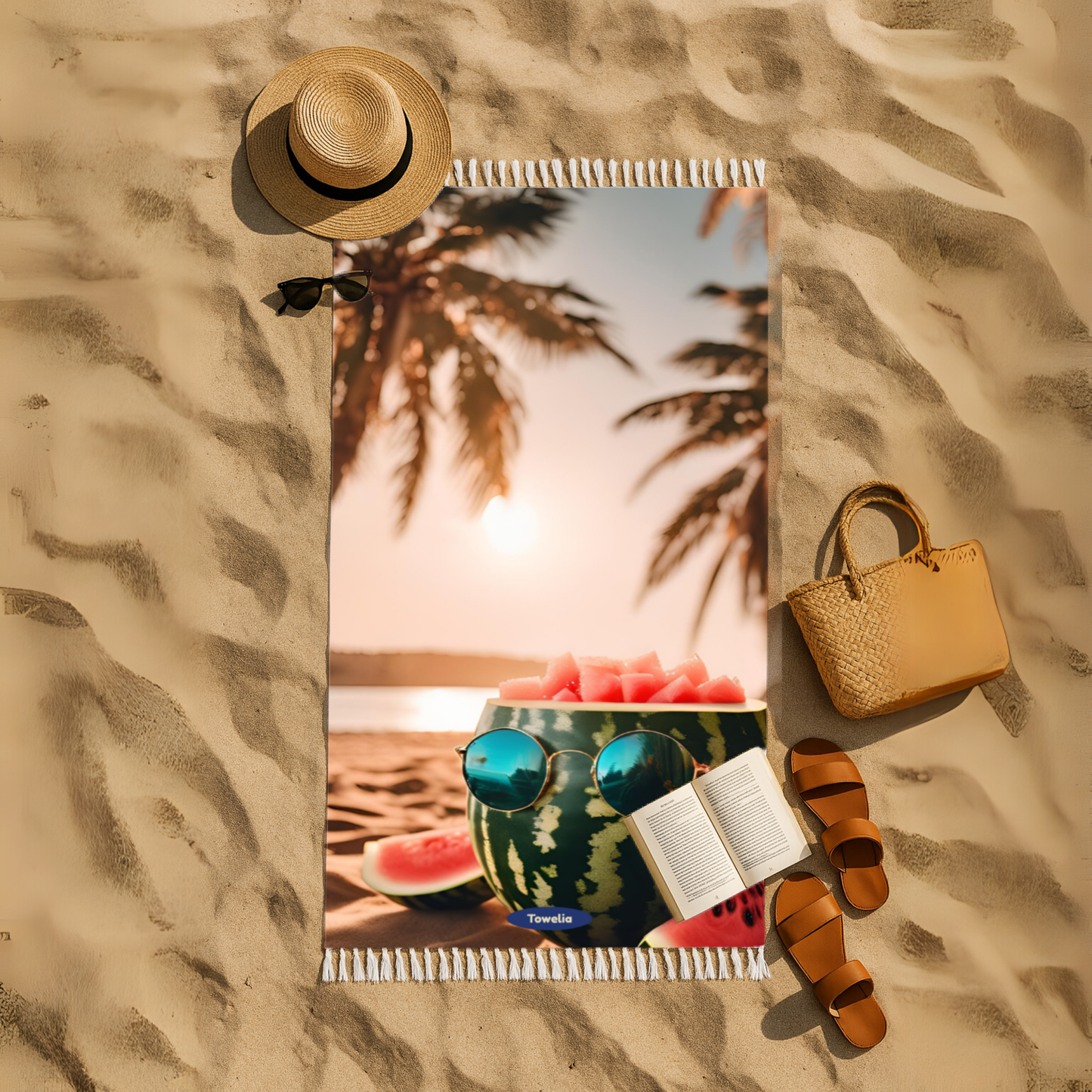 Sunset Melon Boho Beach Towel