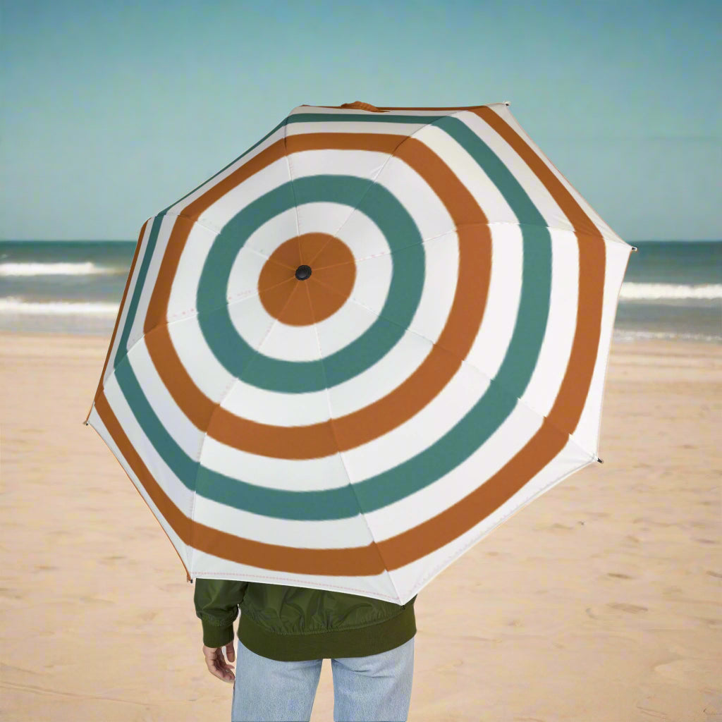 Chic Geometric Umbrella for Stylish Rainy Days, Foldable Travel Umbrella, Colorful Striped Design, Perfect Gift for Weather Lovers, [...]