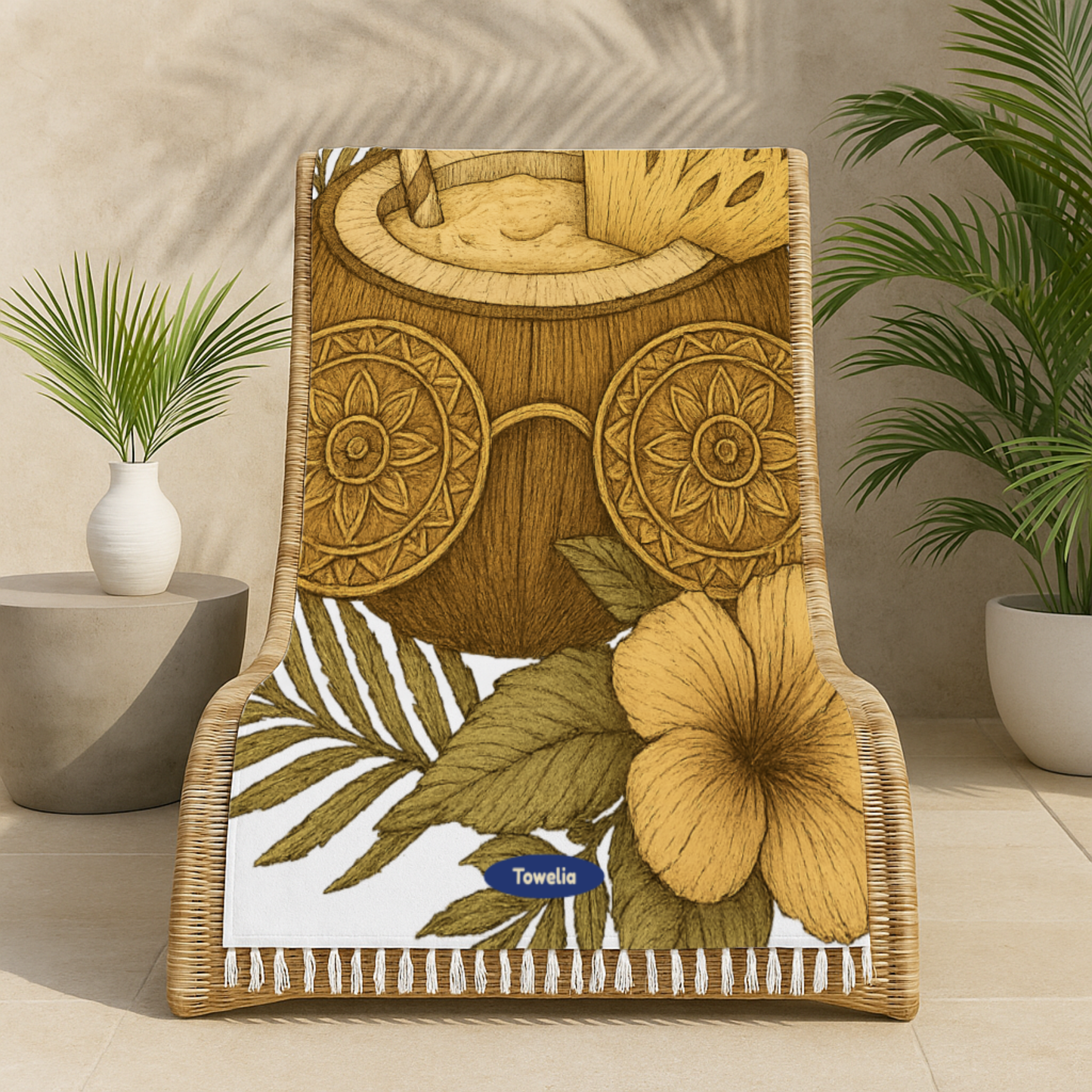 Golden Tropic Boho Beach Towel