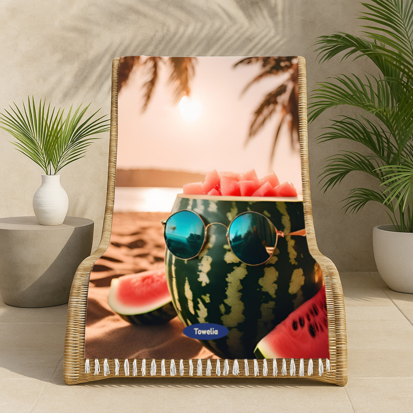 Sunset Melon Boho Beach Towel